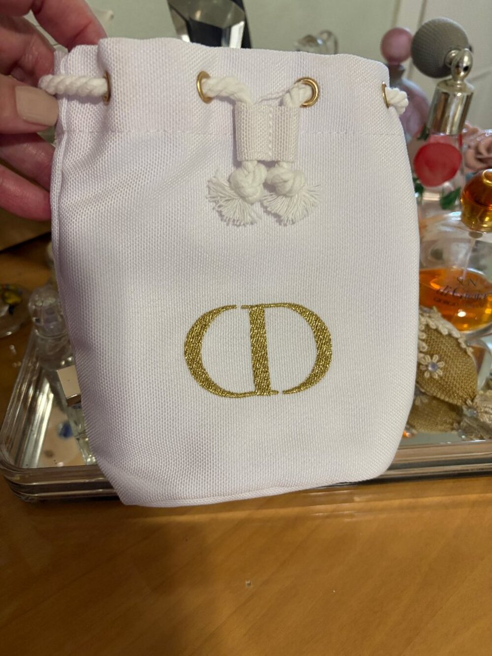 DIOR DUSTY WHITE WITH GOLD "CD" EMBROIDERED